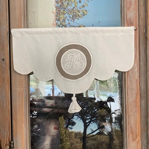 Cantonnière Volantée Blanche En Coton - Monogrammes - Fait Main - Style Vintage